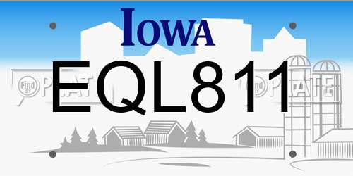 EQL811 Iowa License Plate