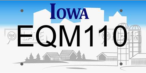 EQM110 Iowa License Plate