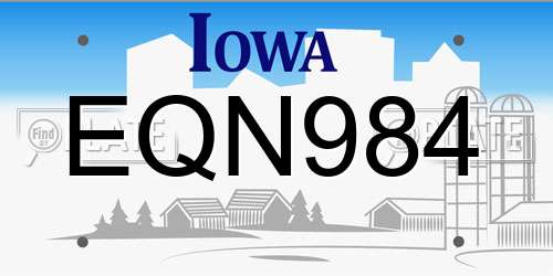 EQN984 Iowa License Plate