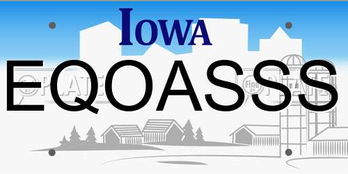 EQOASSS Iowa License Plate