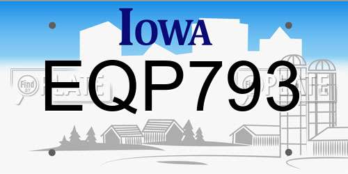 EQP793 Iowa License Plate