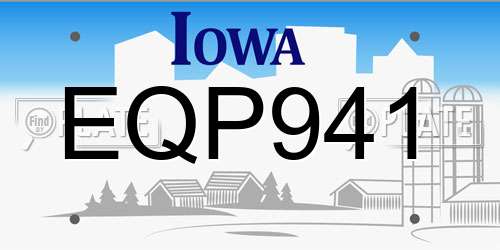 EQP941 Iowa License Plate