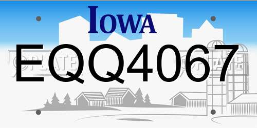EQQ4067 Iowa License Plate