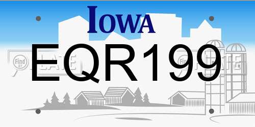 EQR199 Iowa License Plate