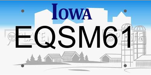 EQSM61 Iowa License Plate