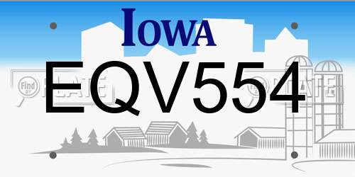 EQV554 Iowa License Plate