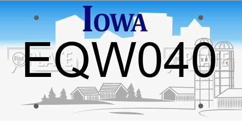 EQW040 Iowa License Plate