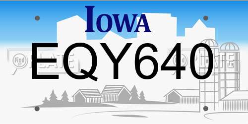 EQY640 Iowa License Plate