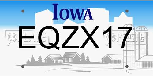 EQZX17 Iowa License Plate