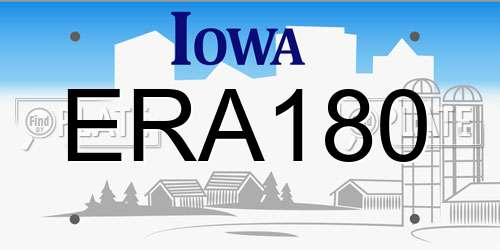 ERA180 Iowa License Plate