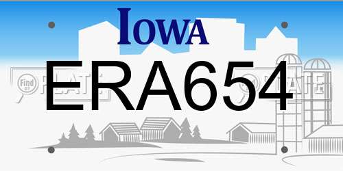 ERA654 Iowa License Plate