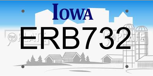 ERB732 Iowa License Plate