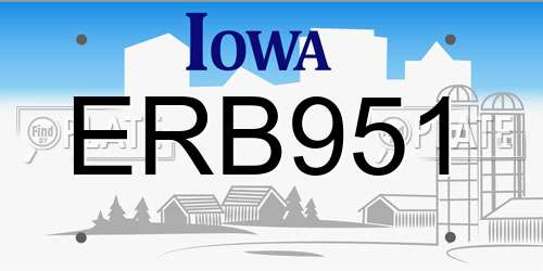 ERB951 Iowa License Plate