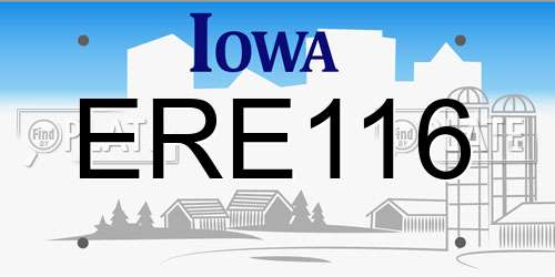 ERE116 Iowa License Plate