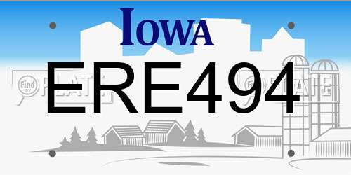 ERE494 Iowa License Plate