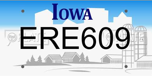 ERE609 Iowa License Plate
