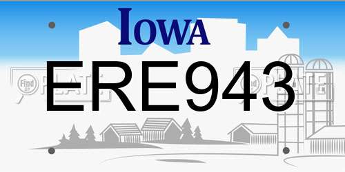ERE943 Iowa License Plate