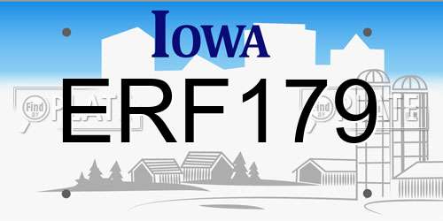 ERF179 Iowa License Plate