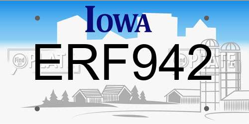 ERF942 Iowa License Plate