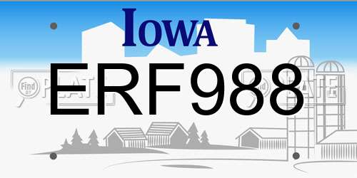ERF988 Iowa License Plate