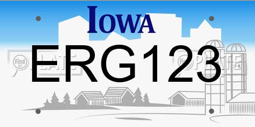 ERG123 Iowa License Plate