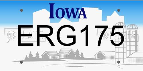 ERG175 Iowa License Plate