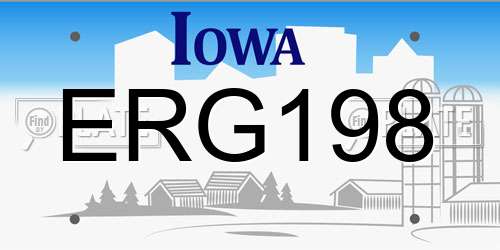 ERG198 Iowa License Plate