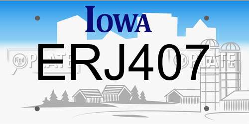 ERJ407 Iowa License Plate