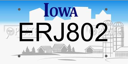 ERJ802 Iowa License Plate