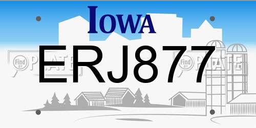 ERJ877 Iowa License Plate