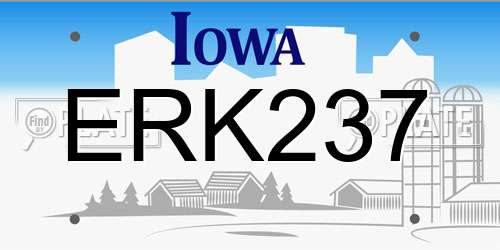 ERK237 Iowa License Plate