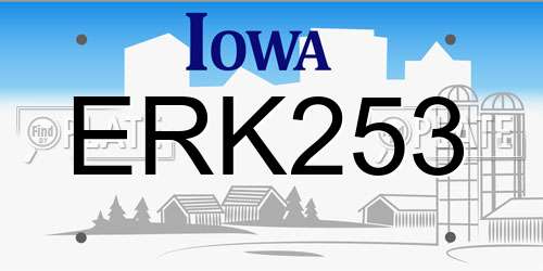 ERK253 Iowa License Plate