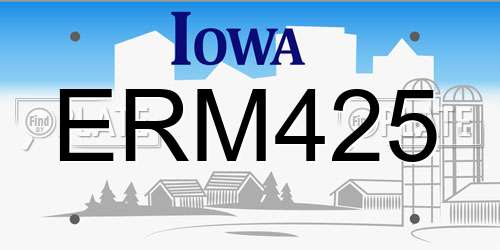 ERM425 Iowa License Plate