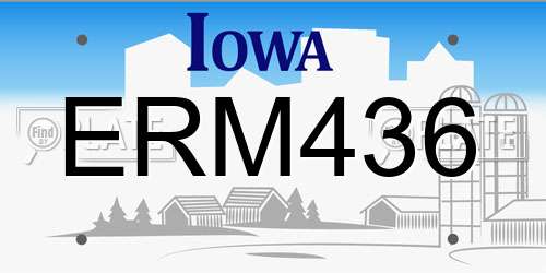 ERM436 Iowa License Plate