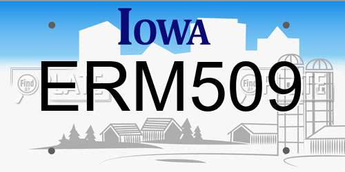 ERM509 Iowa License Plate