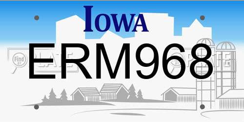 ERM968 Iowa License Plate
