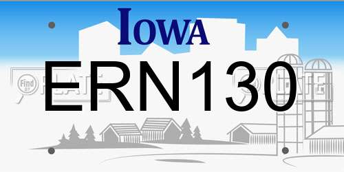ERN130 Iowa License Plate