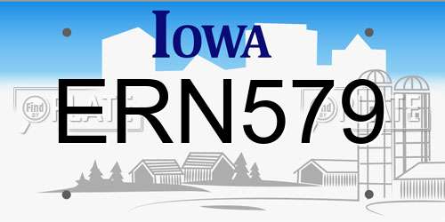 ERN579 Iowa License Plate