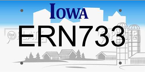 ERN733 Iowa License Plate