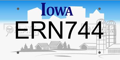 ERN744 Iowa License Plate
