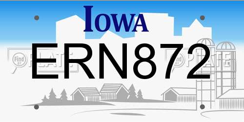 ERN872 Iowa License Plate