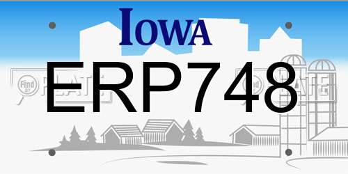 ERP748 Iowa License Plate