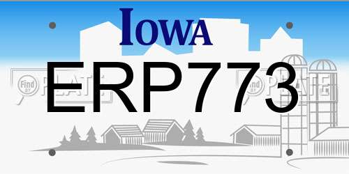 ERP773 Iowa License Plate