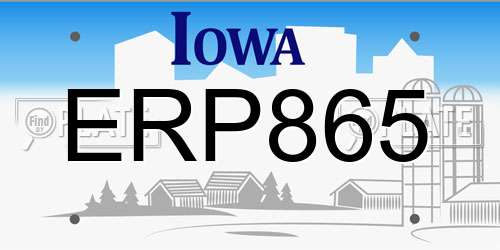 ERP865 Iowa License Plate