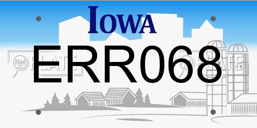 ERR068 Iowa License Plate