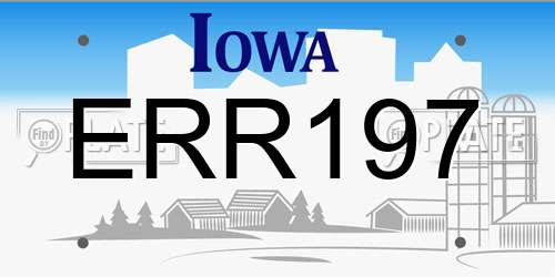 ERR197 Iowa License Plate