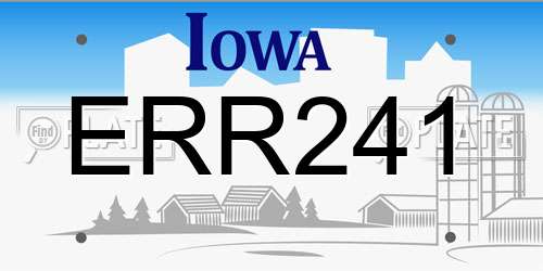 ERR241 Iowa License Plate