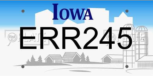 ERR245 Iowa License Plate