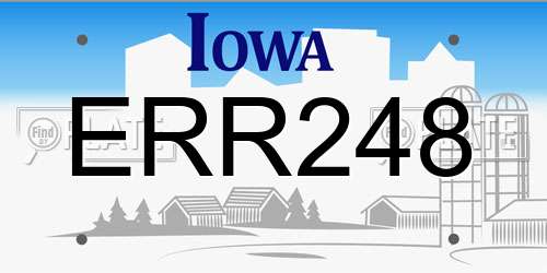 ERR248 Iowa License Plate