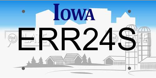 ERR24S Iowa License Plate
